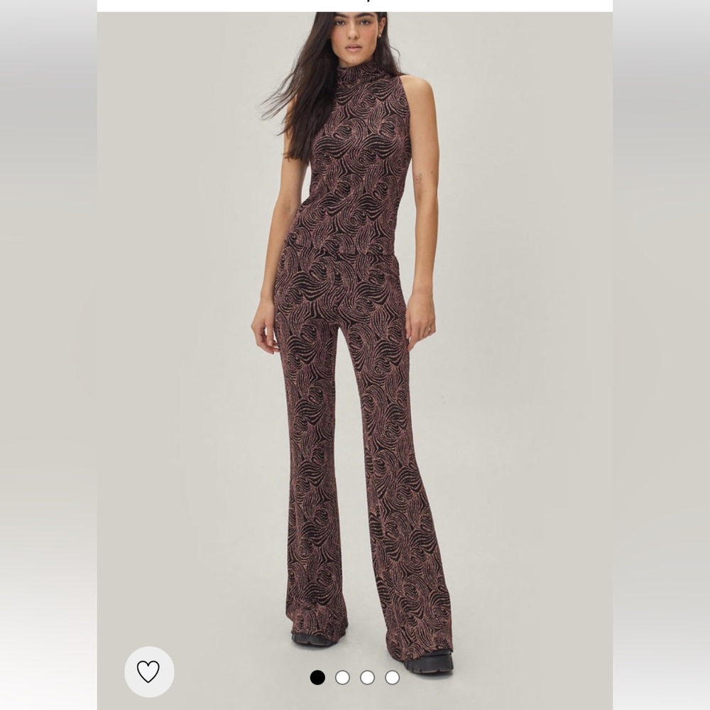 Nasty Gal High Waisted Flair Metallic Pants. Size 6